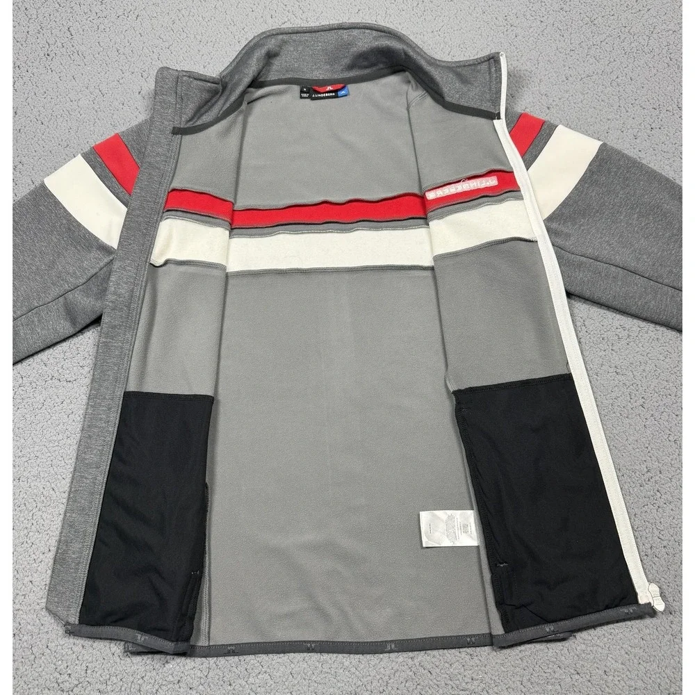 J.Lindeberg Huxley Stripe Jacket Mens Medium‎ Gray Full Zip Tech Softshell Golf